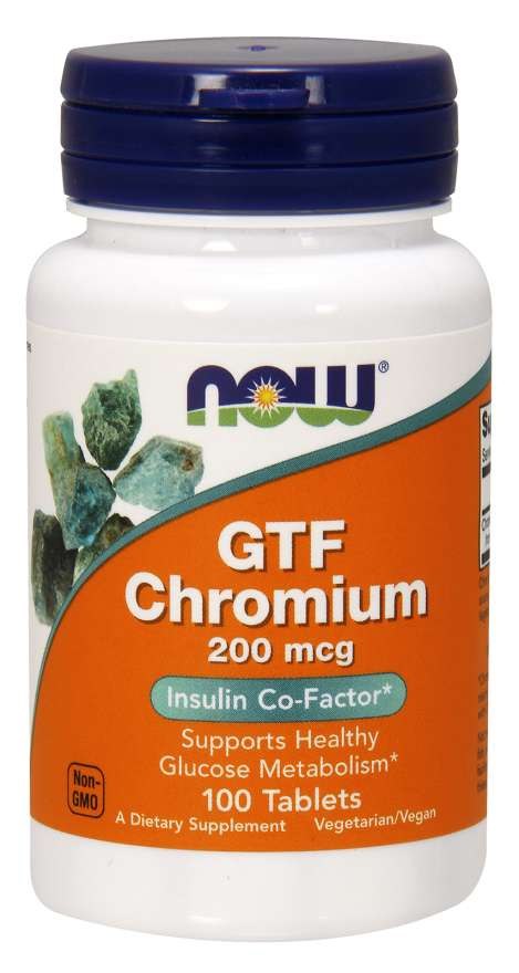 NOW FOODS GTF Chromium - Chrom GTF 200 mcg 100 tablečių