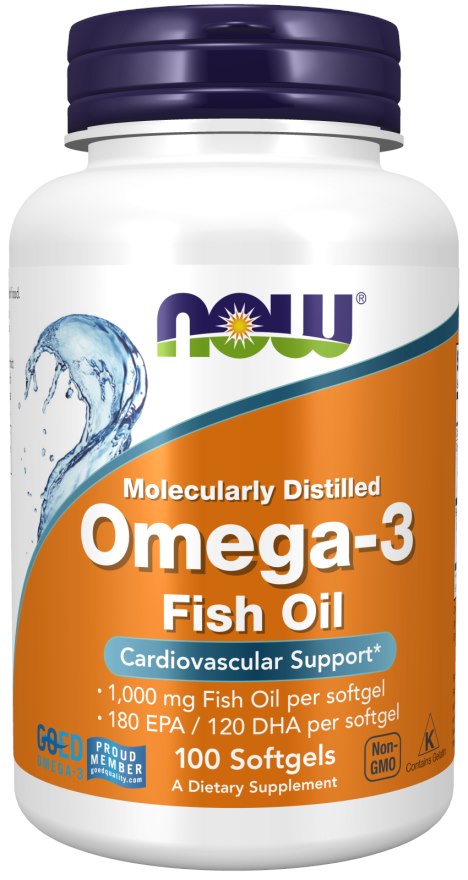 Now Foods Omega 3 - DHA 120 mg + EPA 180 mg 100 kapsulių