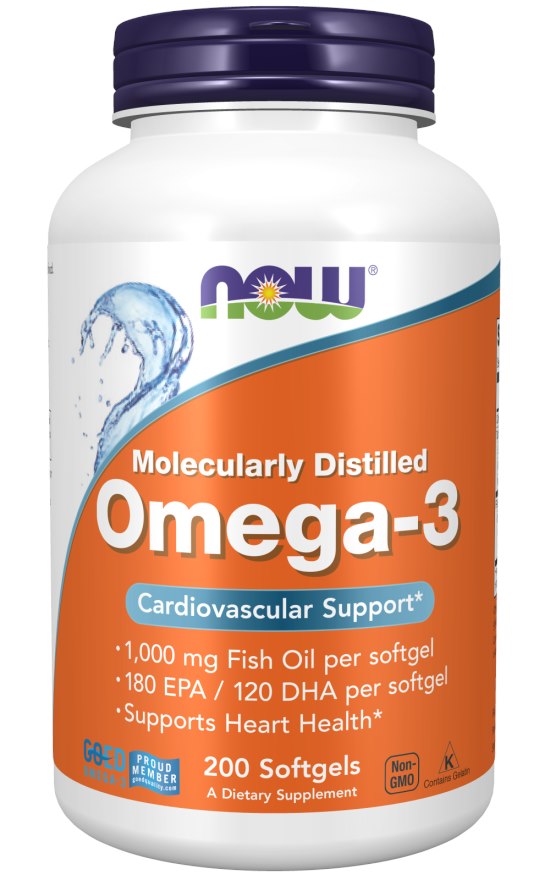 Now Foods“ Omega 3 – DHA 120 mg + EPA 180 mg 200 kapsulių