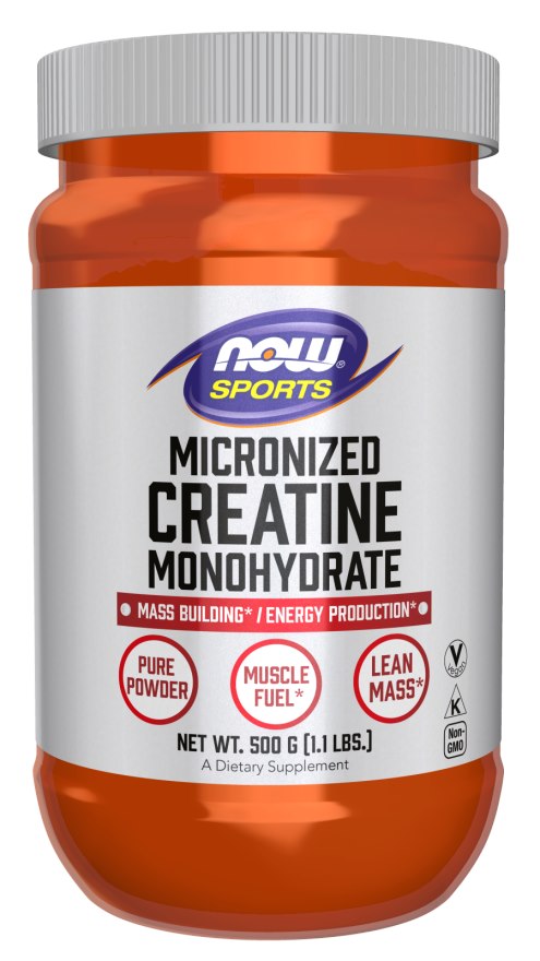 Now Foods kreatino monohidratas, mikronizuotas - mikronizuoti kreatino monohidrato milteliai 500 g