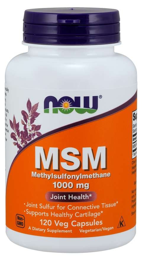 Now Foods sieros MSM - metilsulfonilmetanas 1000 mg 120 kaps.