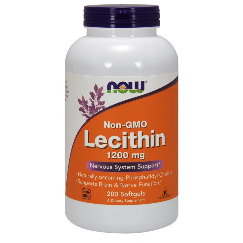 NOW FOODS Lecitinas - sojų lecitinas 1200 mg be GMO 200 kaps.