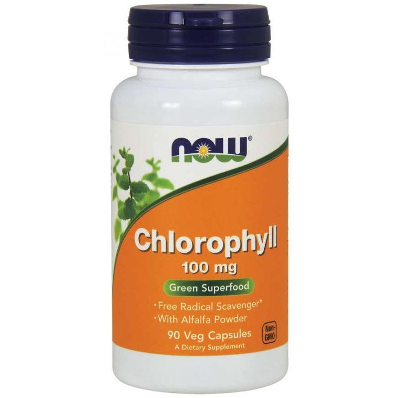 NOW FOODS Chlorofilas - chlorofilas 100 mg 90 kapsulių