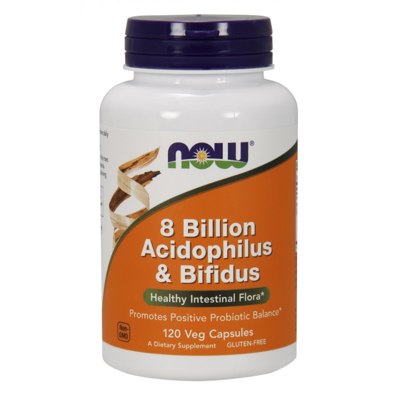 NOW FOODS 8 milijardai acidofilų ir bifidų – probiotikas 120 kapsulių