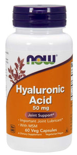 NOW FOODS Hialurono rūgštis su MSM - hialurono rūgštis 50 mg + MSM 450 mg 60 kaps.