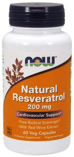 Now Foods natūralus resveratrolis 200 mg 60 kapsulių