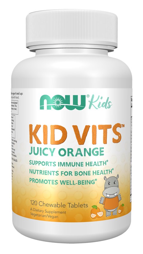 Now Foods Kid Vits Juicy Orange - Vitaminai ir mineralai vaikams Kid Vits apelsinų skonio 120 tablečių