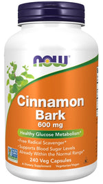 NOW FOODS Cinamono žievė - cinamonas 600 mg 240 kapsulių