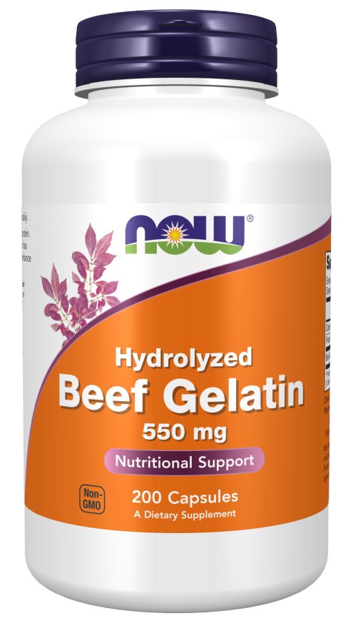 NOW FOODS jautienos želatina - jautienos želatina 550 mg 200 kaps.