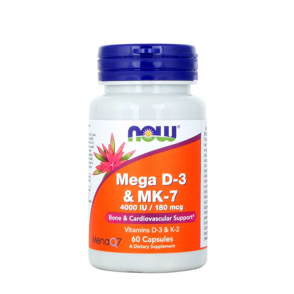 NOW FOODS Mega D3 ir MK-7 60 kapsulių