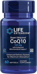 Life Extension Super Ubichinol CoQ10 100 mg su sustiprinta mitochondrijų parama 60 kapsulių