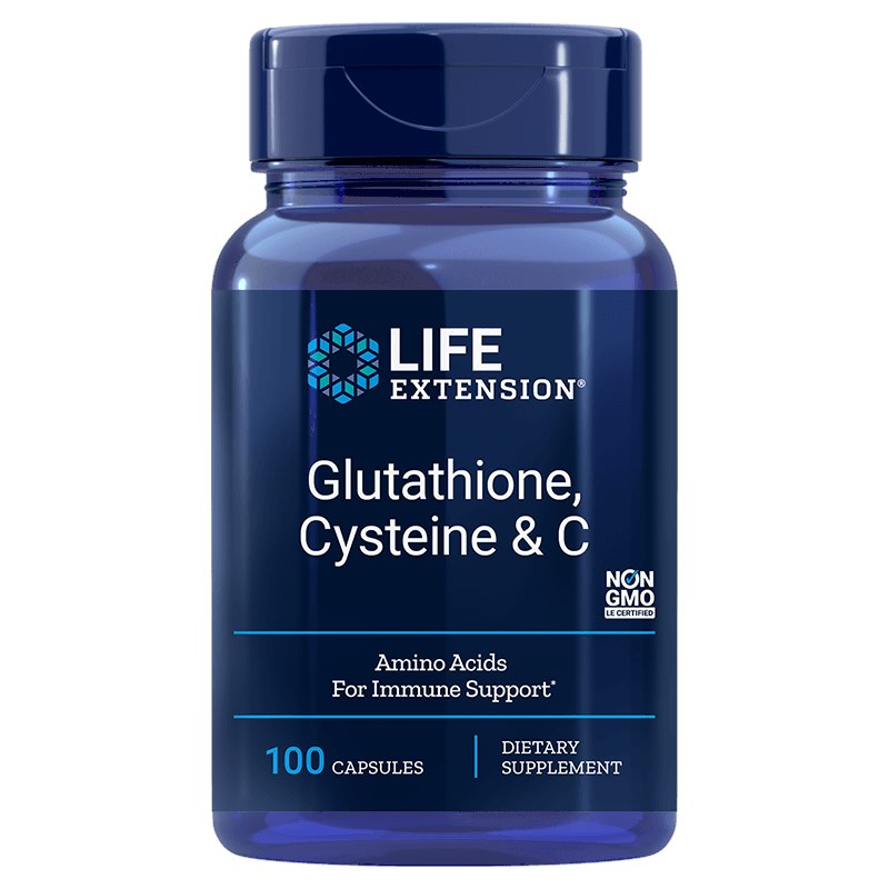 Life Extension L-glutationas + L-cisteinas + vitaminas C 100 kapsulių