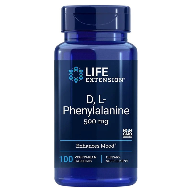 Life Extension D, L-fenilalaninas - D-fenilalaninas + L-fenilalaninas 100 kapsulių