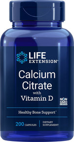 Life Extension Kalcio citratas su vitaminu D 200 kapsulių