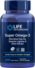 Life Extension Super Omega-3 EPA/DHA su sezamų lignanais ir alyvuogių ekstraktu 240 kaps.