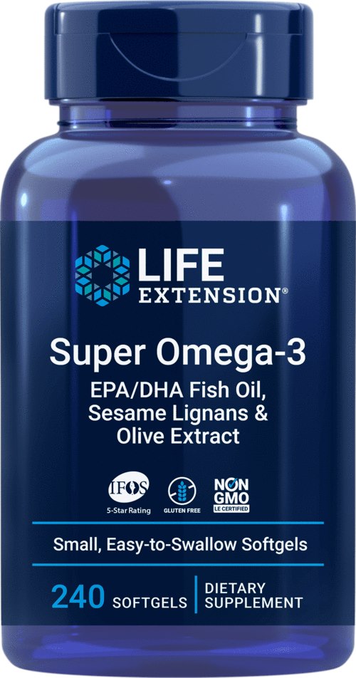 Life Extension Super Omega-3 EPA/DHA su sezamų lignanais ir alyvuogių ekstraktu 240 kaps.