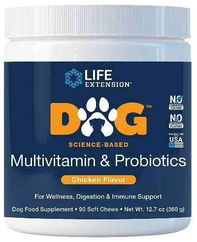 LIFE EXTENSION šunų multivitaminai ir probiotikai 90 kramtukų