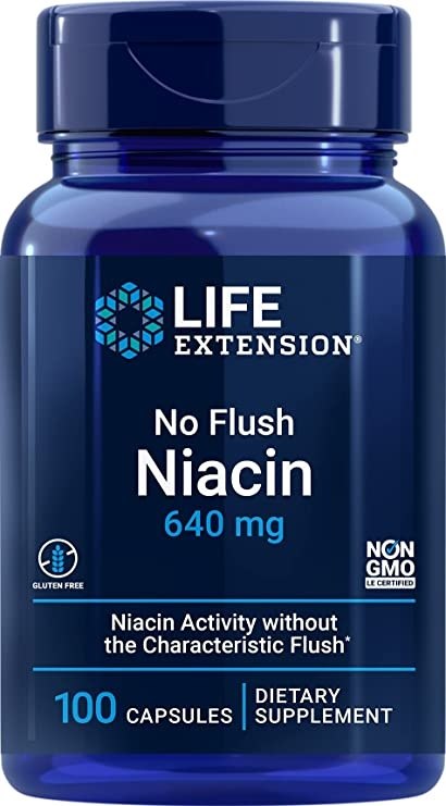 Life Extension Be praplovimo Niacinas 640 mg 100 kapsulių