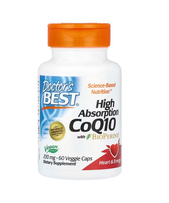 DOCTOR'S BEST kofermentas Q10 200 mg ir piperinas BioPerine – veganiškas 60 kapsulių