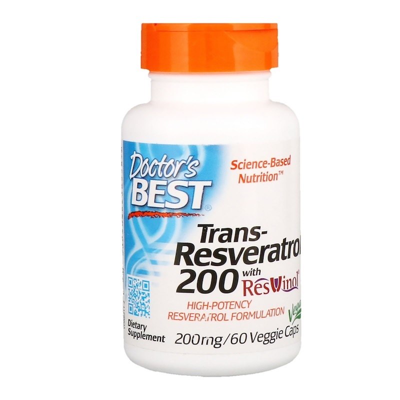 DOCTOR'S BEST trans-resveratrolis 200 mg + polifenoliai 80 mg 60 kapsulių
