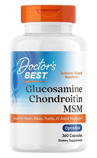 DOCTOR'S BEST gliukozaminas + chondroitinas + MSM 360 kapsulių
