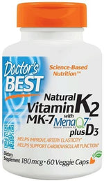 DOCTOR'S BEST vitaminas K2 MK7 ir D3 60 kapsulių
