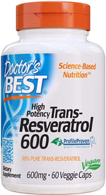 DOCTOR'S BEST trans-resveratrolis 600 mg 60 kapsulių