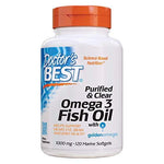 DOCTOR'S BEST išgryninti ir skaidrūs Omega 3 žuvų taukai 1000 mg 120 kapsulių