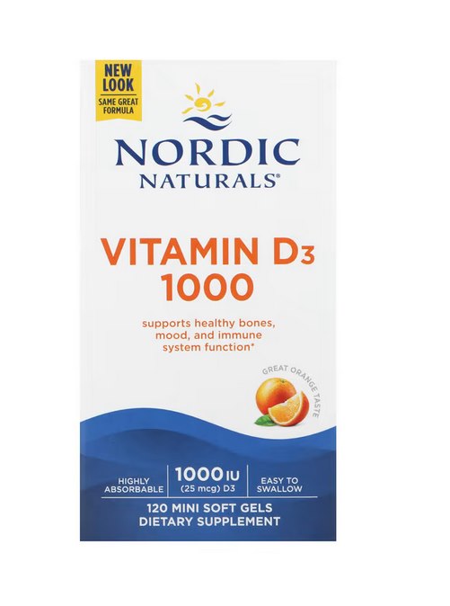 NORDIC NATURALS Vitaminas D3 1000 TV 120 kapsulių