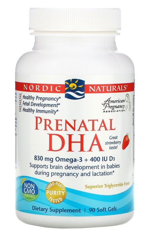 NORDIC NATURALS Prenatal DHA - braškių skonio 90 kapsulių