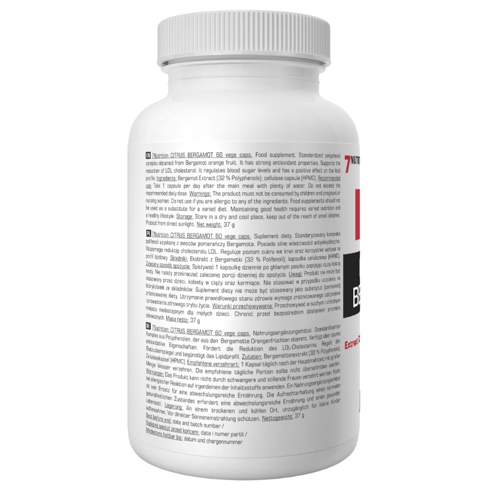 7Nutrition Bergamotės 500 mg - 60 kapsulių