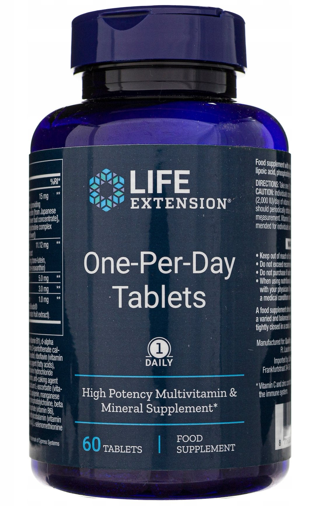 LIFE EXTENSION tabletės po vieną per dieną – ES vitaminų ir mineralų rinkinys 60 tablečių