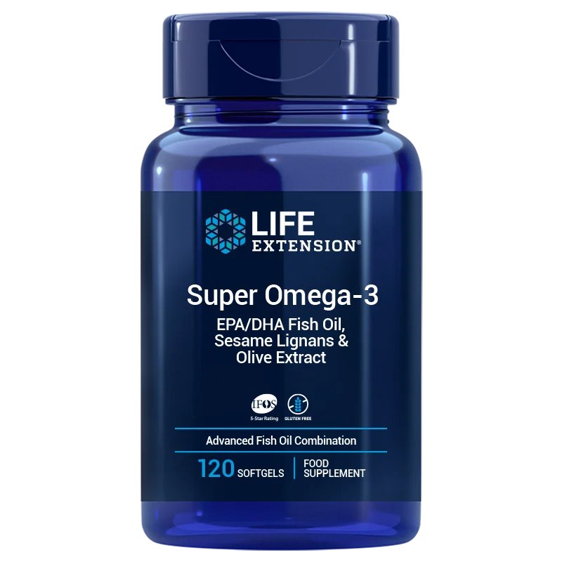 Life Extension Super Omega-3 EPA/DHA su sezamų lignanais ir ES alyvuogių ekstraktu 120 kapsulių