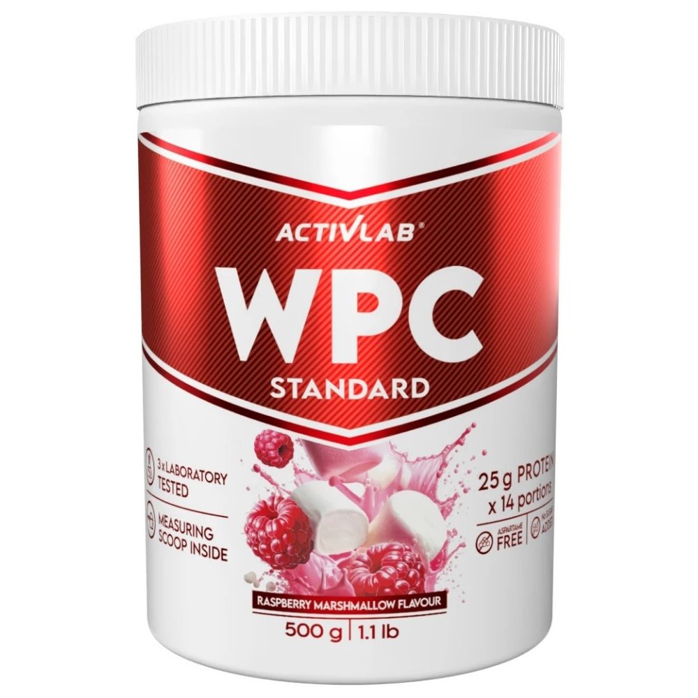 Activlab WPC Standard išrūgų baltymų koncentratas, aviečių zefyras - 500 g