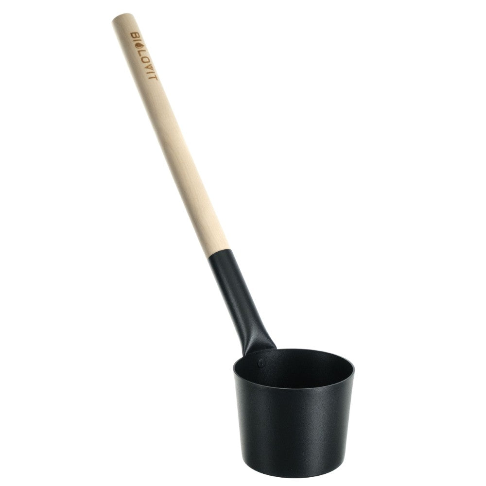 Bilovit - Juodas aliuminio pirties šaukštas su beržo rankena 42cm