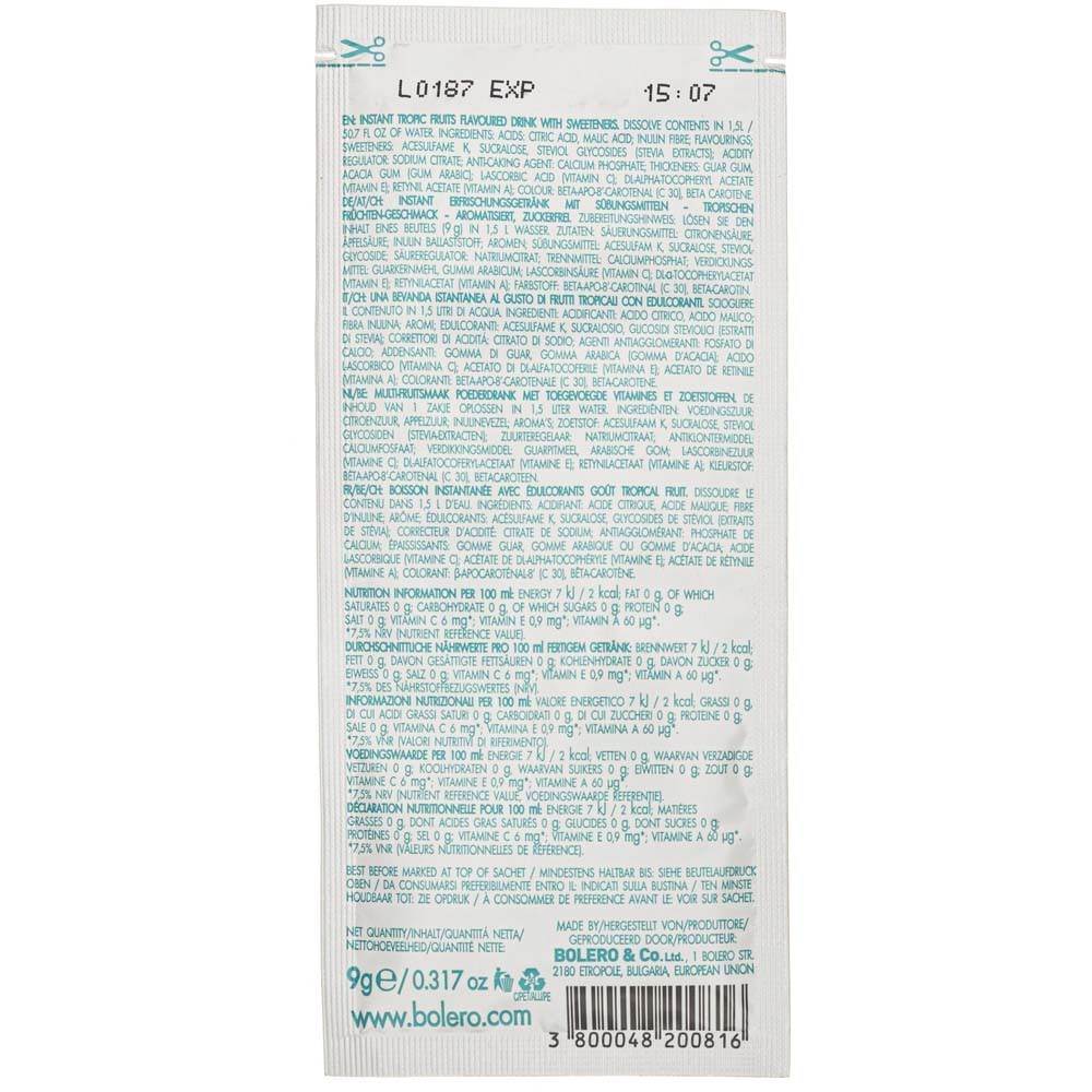 Bolero greitasis gėrimas su multivitaminų skoniu - 9 g - Magnis.lt