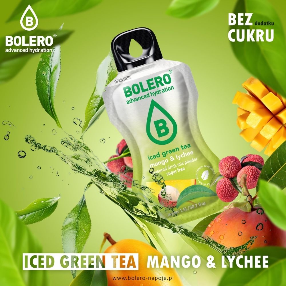 Bolero Classic Instant Drink Iced Green Tea Mango & Lychee (mangų žalioji ledinė arbata, ličiai) - 8 g