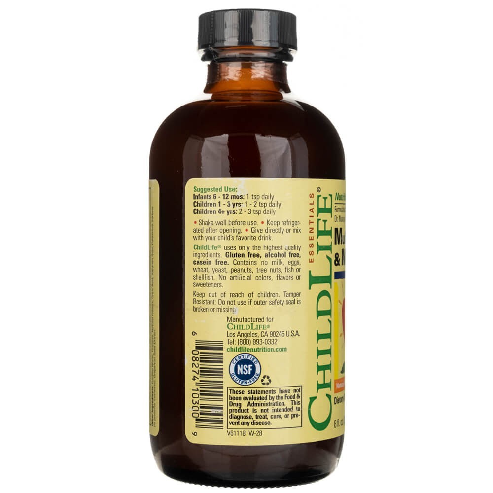 ChildLife Multi Vitamin & Mineral, natūralaus apelsinų ir mangų skonio - 237 ml