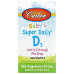 Carlson Labs vitaminas D3 400 TV vaikams ir kūdikiams - 10,3 ml (365 lašai)