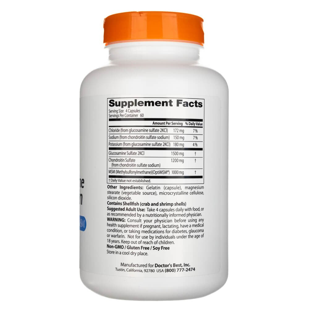 Doctor's Best gliukozaminas chondroitinas MSM su OptiMSM - 240 kapsulių - Magnis.lt