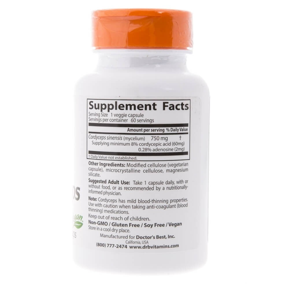 Doctor's Best Ultra Cordyceps 750 mg - 60 kapsulių - Magnis.lt