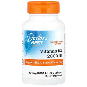 Doctor's Best vitaminas D3 50 mcg - 180 kapsulių