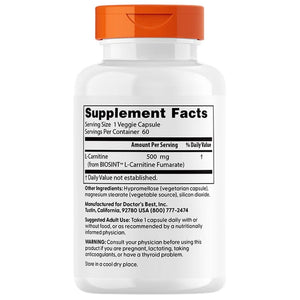 Geriausias gydytojo L-karnitino fumaratas su Biosint karnitinais 855 mg - 60 kapsulių