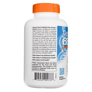 Doctor's Best Purified & Clear Omega 3 Fish Oil su Goldenomega 1000 mg - 120 kapsulių