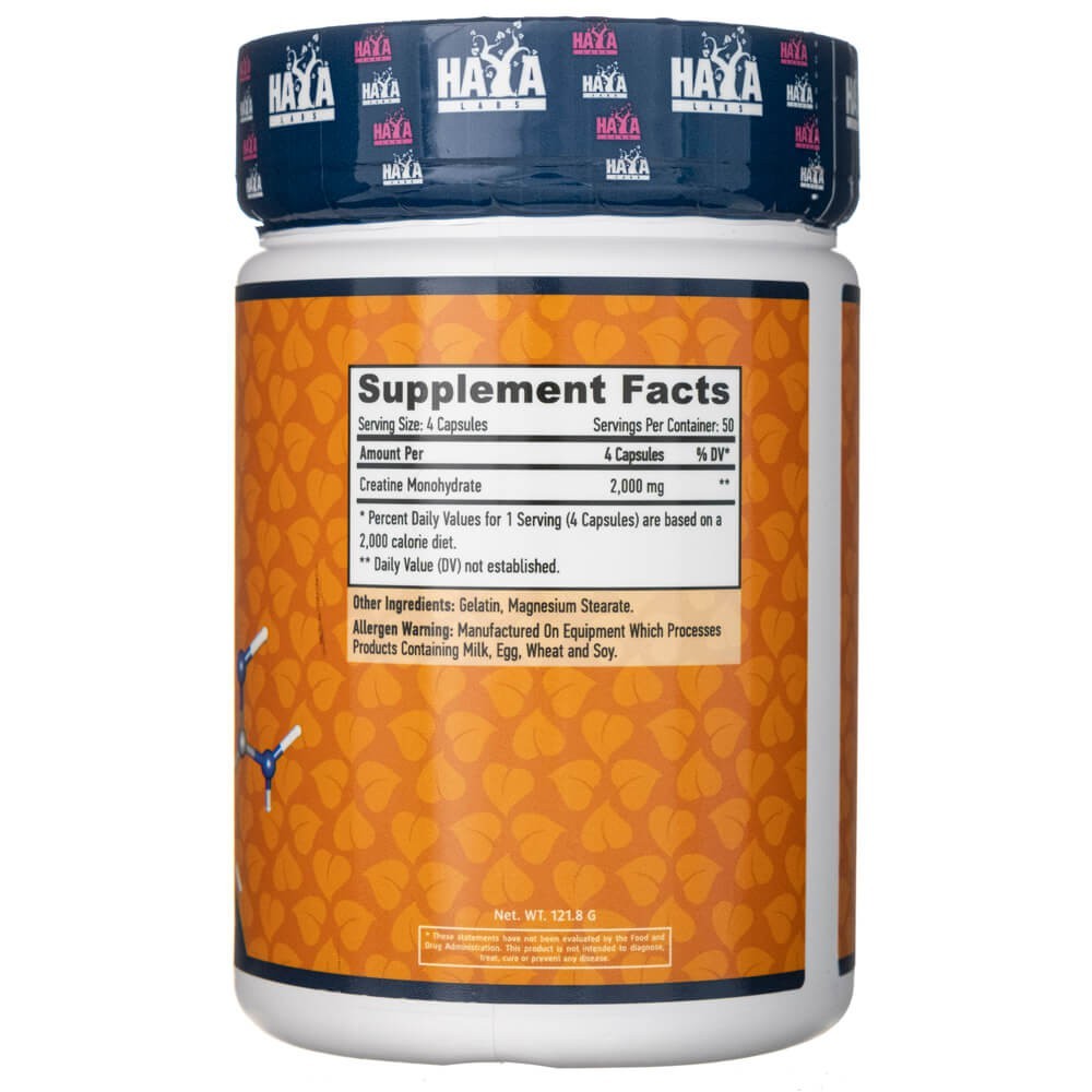 Haya Labs kreatino monohidratas 500 mg - 200 kapsulių