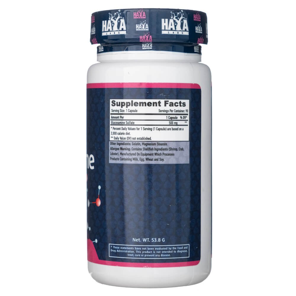 Haya Labs gliukozamino sulfatas 500 mg - 90 kapsulių
