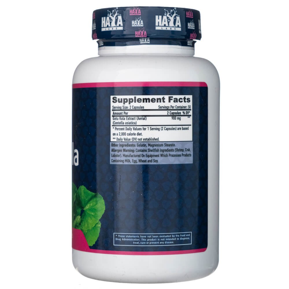 Haya Labs Gotu Kola 450 mg - 100 kapsulių