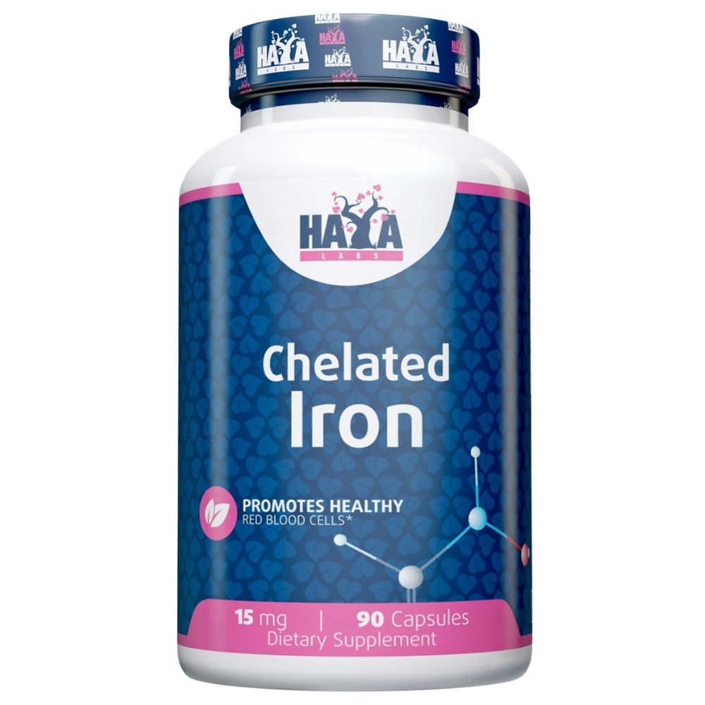 Haya Labs chelatinė geležis 15 mg - 90 kapsulių