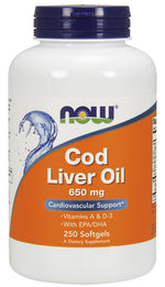 Cod Liver Oil, 650mg - 250 softgels - NOW Foods