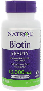 Biotin, 10000mcg - 100 tablets - Natrol